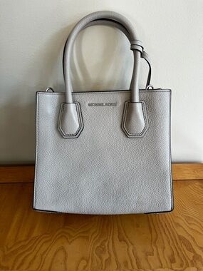 Michael Kors Mercer Satchel Ivory Pebbled Leather Crossbody Bag